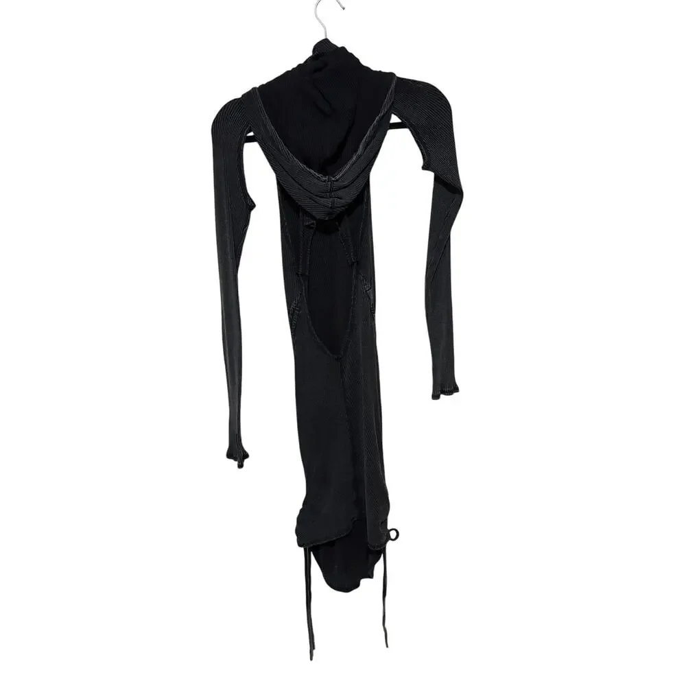 Dolls Kill Darker Ways Ribbed Hooded Dress L - Picture 2 of 3